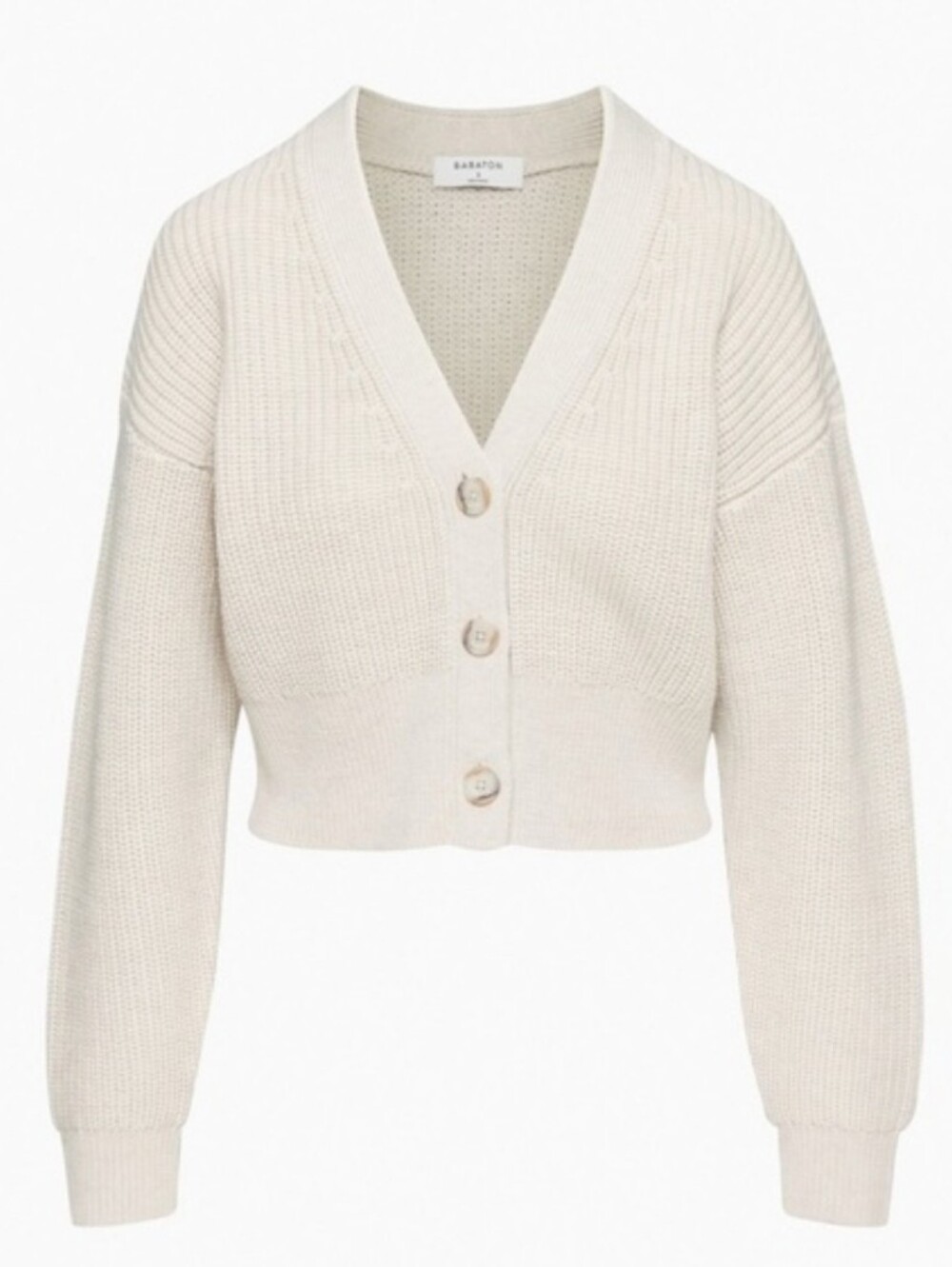 Cream Cropped V-Neck Button Cardigan